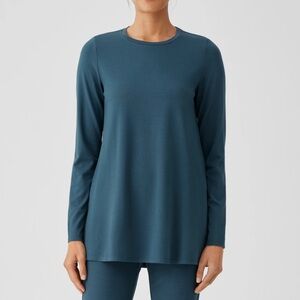 Eileen Fisher Classic Crew  Neck Top, SZ M Alpine